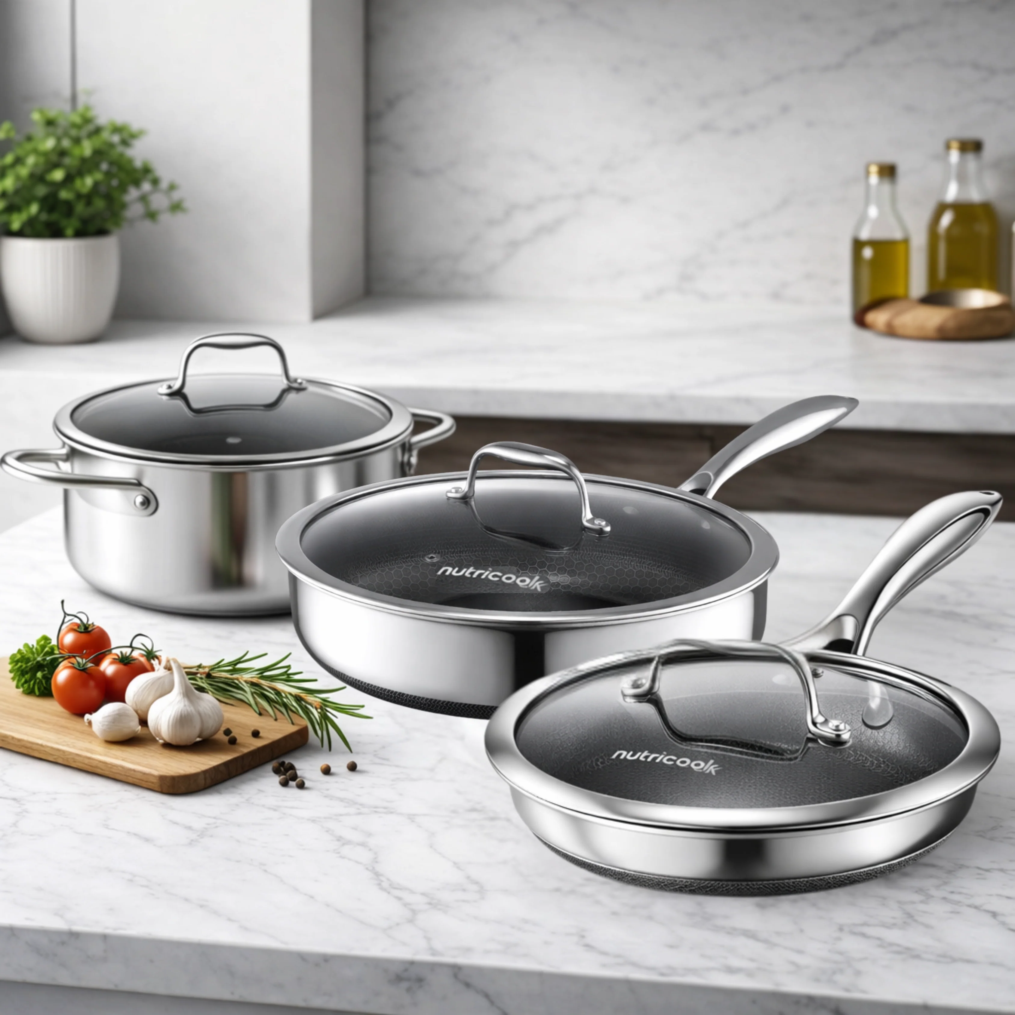 Eterna Ultimate Starter Set : 6pc - 24cm Fry Pan + Lid | 28cm Deep Pan + Lid | 20cm Casserole + Lid